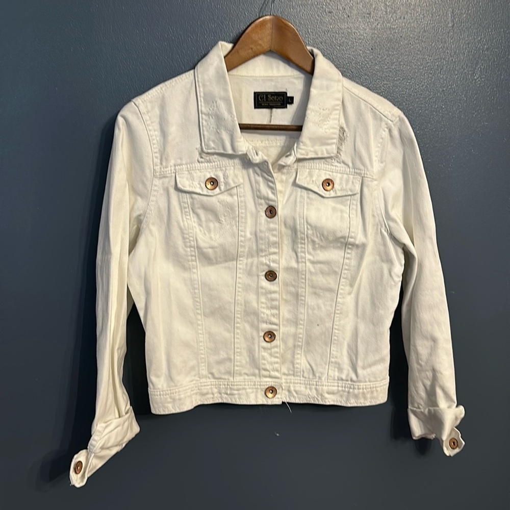 White distressed Jean jacket